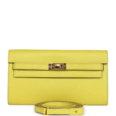HERMÈS Hermes Kelly Wallet To Go Lime Chevre Mysore Gold Hardware | Thumbnail 1