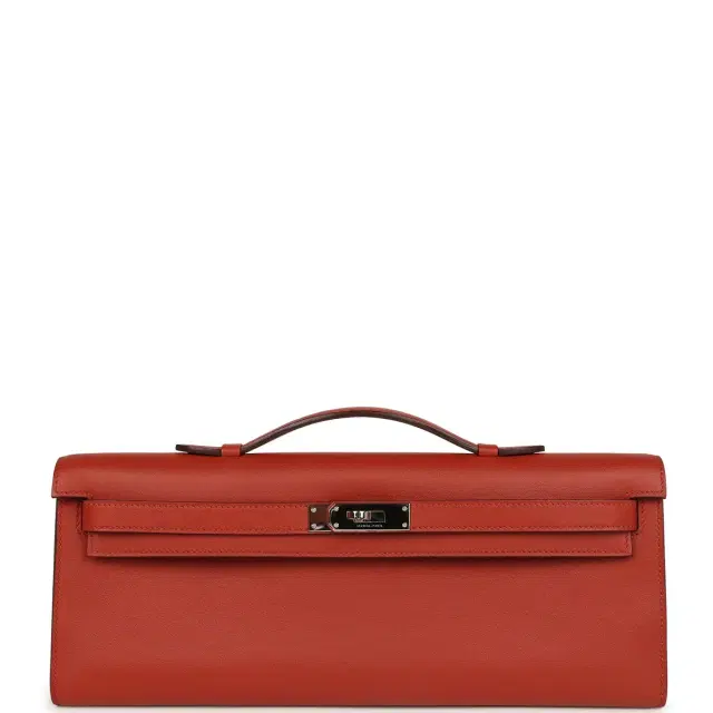 hermes Pre-owned Hermes Kelly Cut Brique Swift Palladium Hardware
