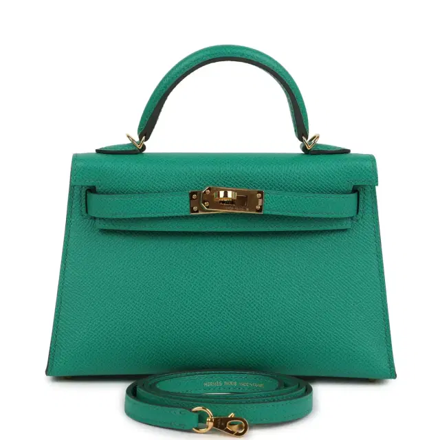 hermes Pre-owned Hermes Kelly Sellier 20 Vert Jade Epsom Gold Hardware