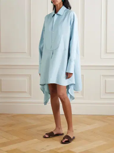 JW Anderson Tie-detailed Cotton And Silk-blend Mini Shirt Dress | Thumbnail 3 JW Anderson Tie-detailed Cotton And Silk-blend Mini Shirt Dress | Thumbnail 3