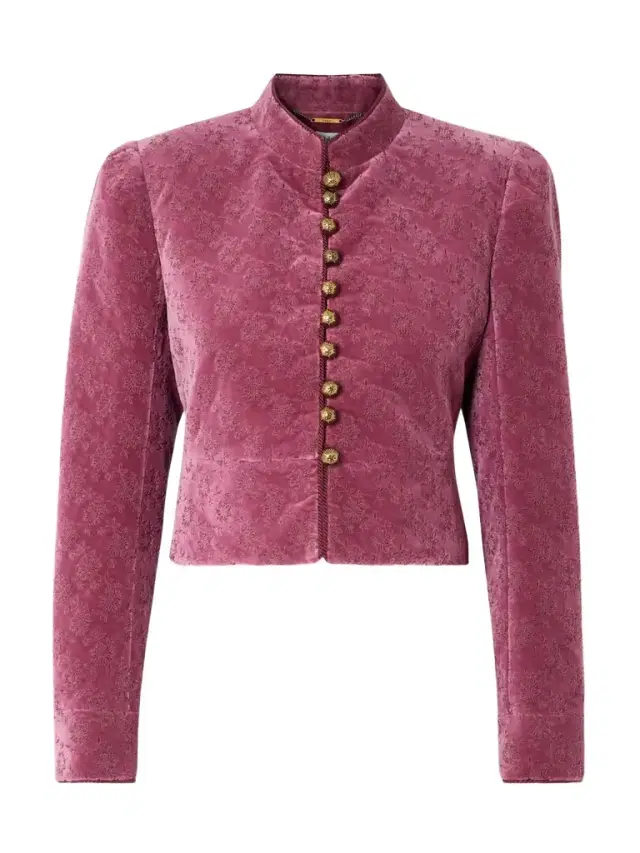 Cropped Embroidered Cotton-velvet Jacket