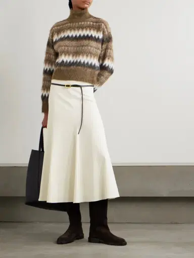 Brunello Cucinelli Gathered Wool-blend Midi Skirt | Thumbnail 2