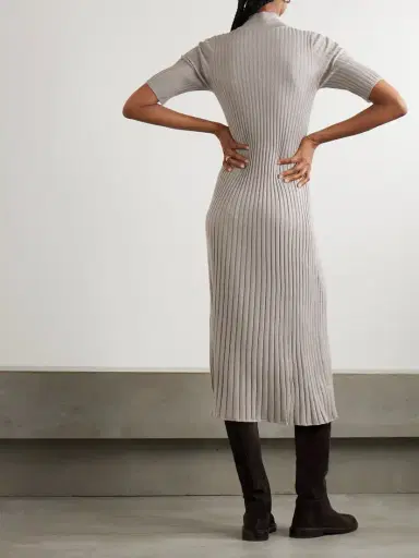 Brunello Cucinelli Ribbed Cashmere-blend Midi Dress | Thumbnail 3 Brunello Cucinelli Ribbed Cashmere-blend Midi Dress | Thumbnail 3