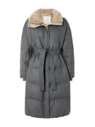 Brunello Cucinelli Belted Quilted Shearling-trimmed Wool Down Coat | Thumbnail 1 Brunello Cucinelli Belted Quilted Shearling-trimmed Wool Down Coat | Thumbnail 1