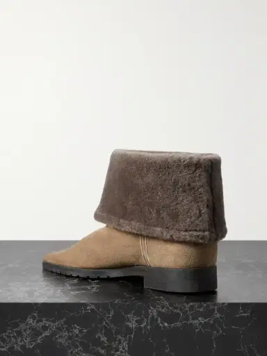 TOTEME Shearling-trimmed Suede Ankle Boots | Thumbnail 3 TOTEME Shearling-trimmed Suede Ankle Boots | Thumbnail 3