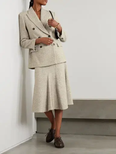 Brunello Cucinelli Double-breasted Wool And Silk-blend Tweed Blazer | Thumbnail 2