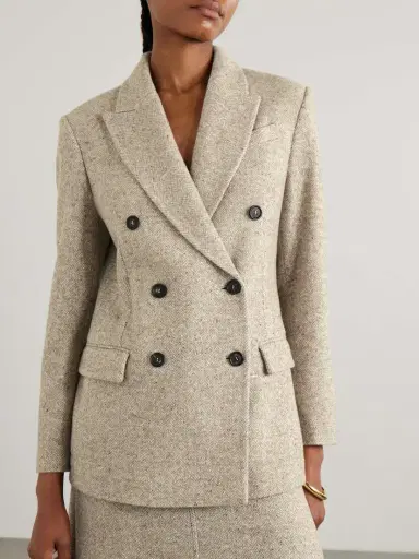 Brunello Cucinelli Double-breasted Wool And Silk-blend Tweed Blazer | Thumbnail 3