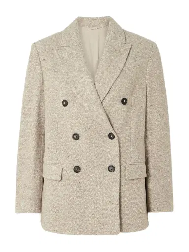 Brunello Cucinelli Double-breasted Wool And Silk-blend Tweed Blazer | Thumbnail 1