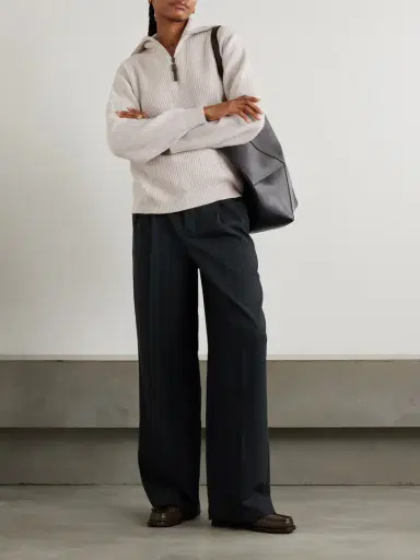 Brunello Cucinelli Bead-embellished Ribbed Cashmere Half-zip Sweater | Thumbnail 2