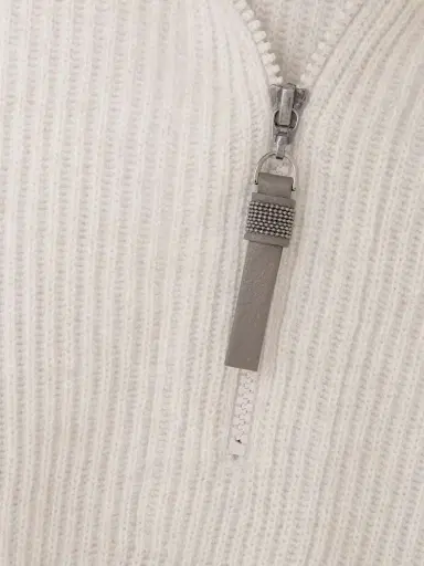 Brunello Cucinelli Bead-embellished Ribbed Cashmere Half-zip Sweater | Thumbnail 4