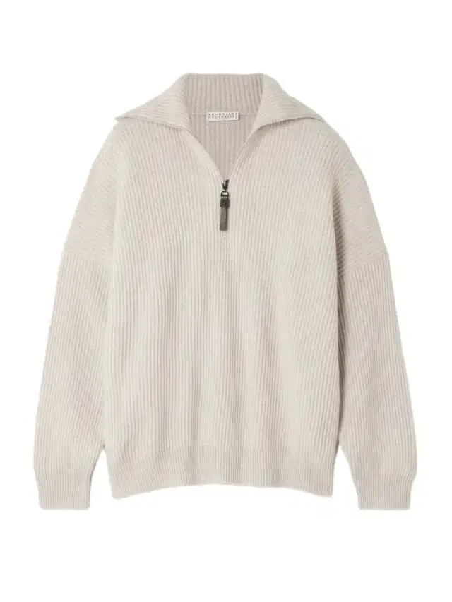 Bead-embellished Ribbed Cashmere Half-zip Sweater