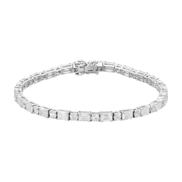 Ina Mar 14K White Gold Round & Emerald Cut Diamond Tennis Bracelet by The Solist