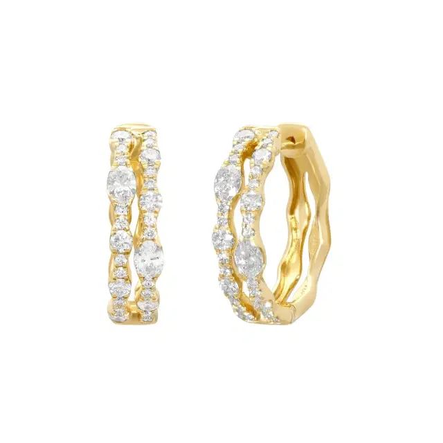 Ina Mar 14K Yellow Gold Oval & Round Cut Diamond Hoop Earrings by The Solist