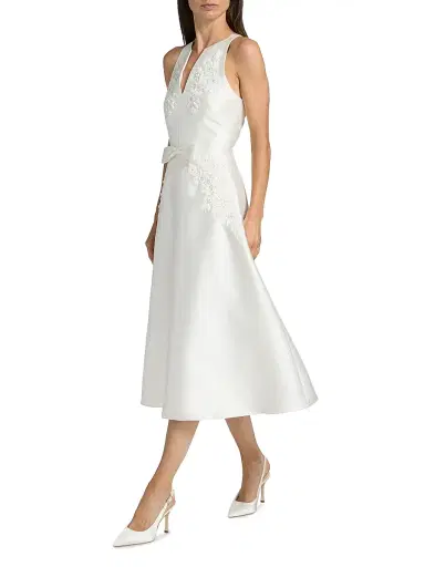 SACHIN & BABI Women's Allison Embroidered Satin Fit & Flare Midi-Dress | Thumbnail 2 SACHIN & BABI Women's Allison Embroidered Satin Fit & Flare Midi-Dress | Thumbnail 2