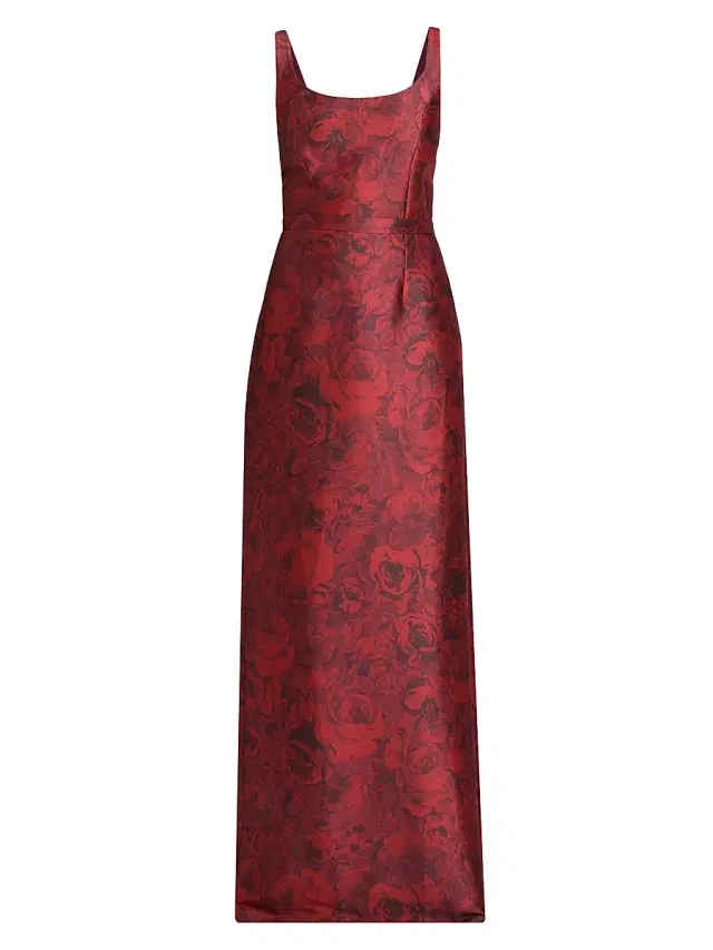SACHIN BABI Women's Lana Floral Print Satin Gown - Raspberry Bouquet