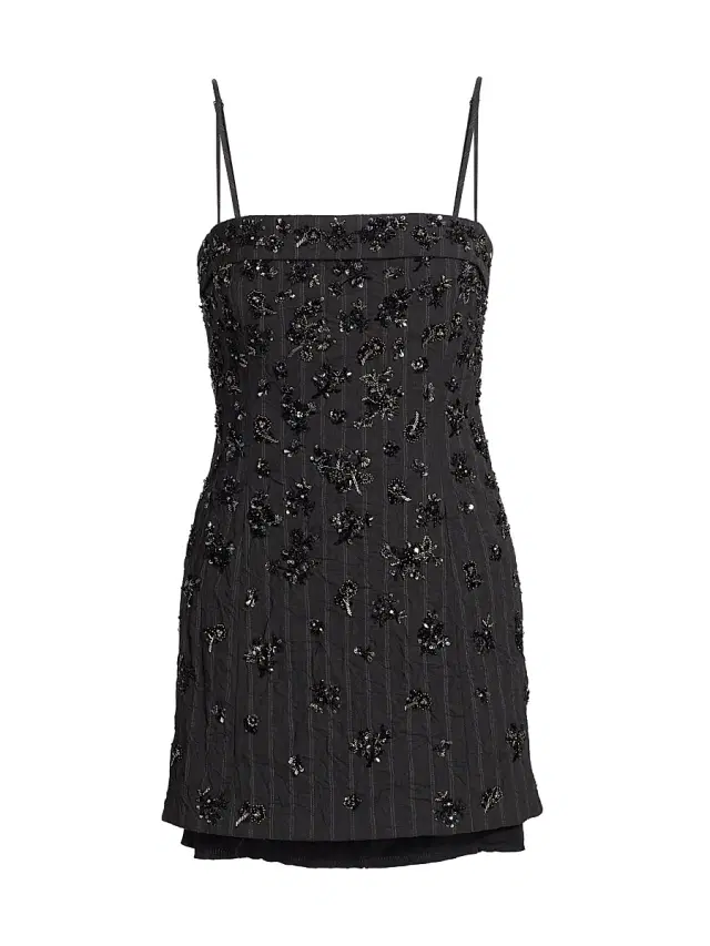 SIMKHAI Women's Anden Embellished Minidress - Charcoal Stripe