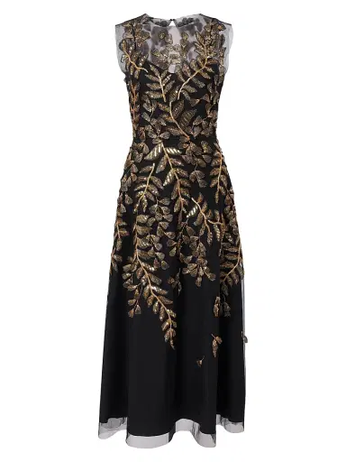 Carolina Herrera Women's Embellished Leaf-Embroidered Tulle Cocktail Dress | Thumbnail 1 Carolina Herrera Women's Embellished Leaf-Embroidered Tulle Cocktail Dress | Thumbnail 1