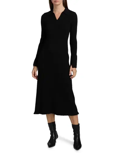 Elie Tahari Women's Moira Rib-Knit Polo Midi-Dress | Thumbnail 3