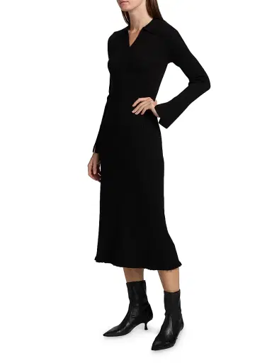 Elie Tahari Women's Moira Rib-Knit Polo Midi-Dress | Thumbnail 4