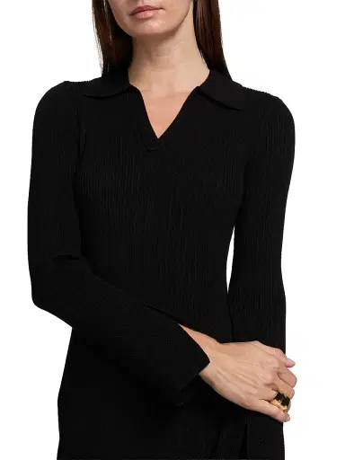 Elie Tahari Women's Moira Rib-Knit Polo Midi-Dress | Thumbnail 6