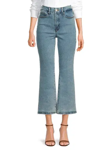 Good American Women's Good Legs Crop Mini Boot Jeans - Blue | Thumbnail 3