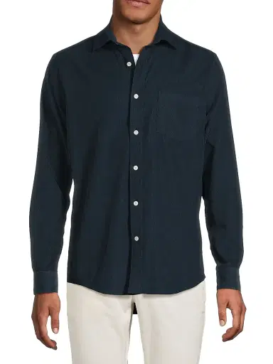 Onia Men's Corduroy Long-Sleeve Button-Front Shirt - Midnight | Thumbnail 3