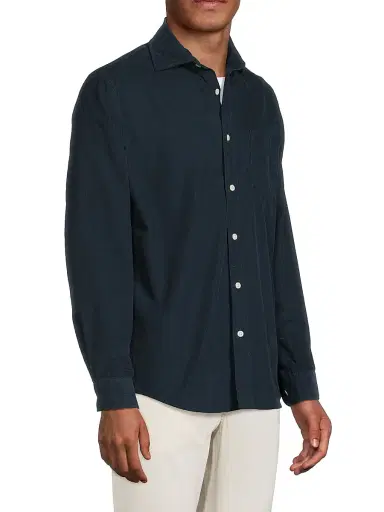 Onia Men's Corduroy Long-Sleeve Button-Front Shirt - Midnight | Thumbnail 4