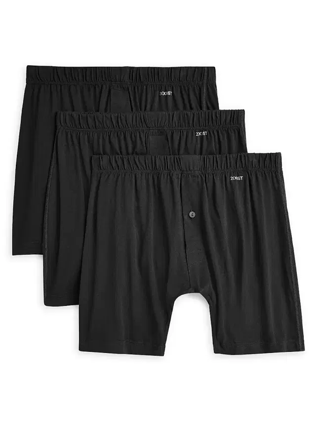 Men's 3-Pack Pima Cotton Boxer Briefs - Black