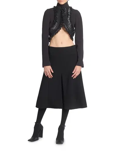 Alaïa Women's Faux Leather-Trimmed Crop Jacket - Noir Alaia | Thumbnail 2 Alaïa Women's Faux Leather-Trimmed Crop Jacket - Noir Alaia | Thumbnail 2