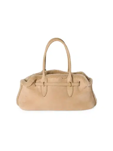 Miu Miu Women's Aventure Shearling Tote Bag - Beige Khaki | Thumbnail 3