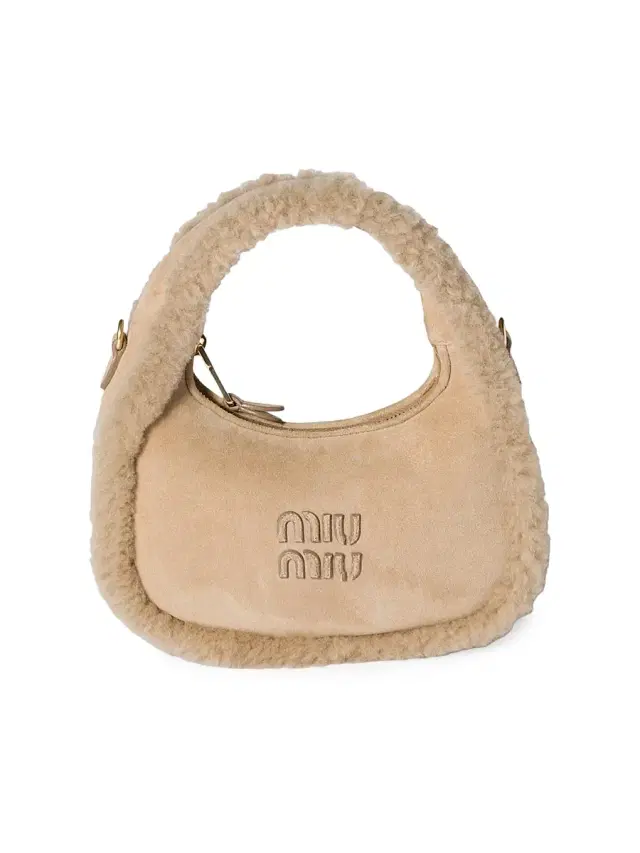 Miu Miu Women's Wander Shearling Top Handle Bag - Beige Khaki