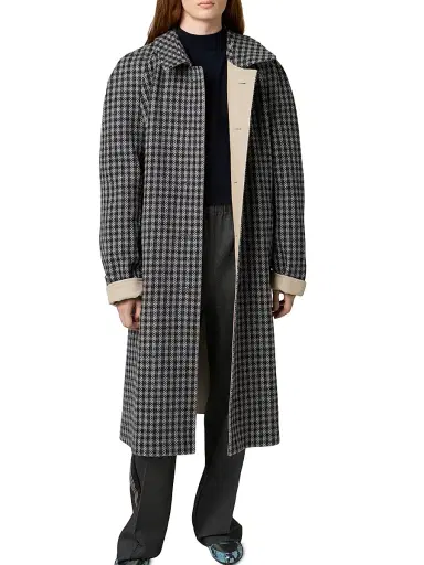 Miu Miu Women's Reversible Twill and Check Trench Coat - Beige Khaki | Thumbnail 6 Miu Miu Women's Reversible Twill and Check Trench Coat - Beige Khaki | Thumbnail 6