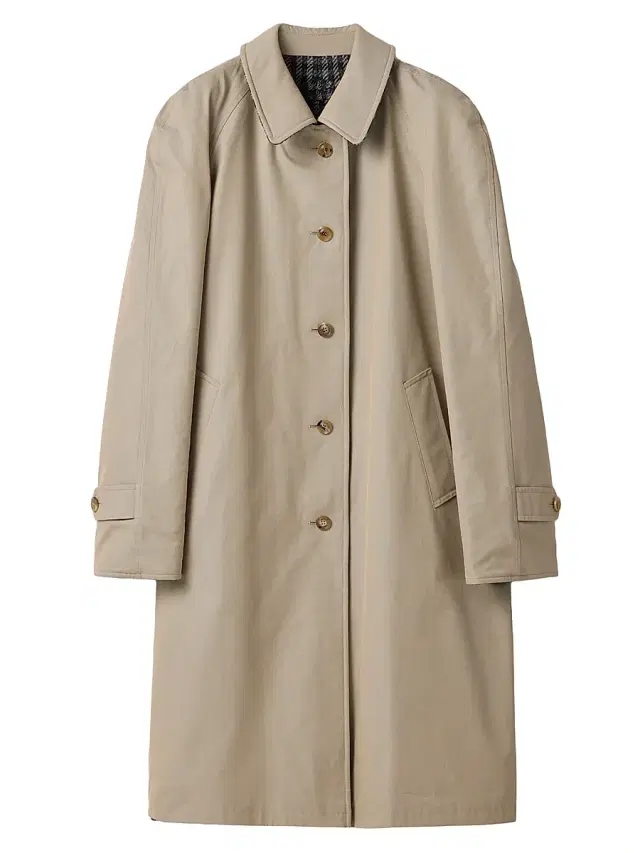 Women's Reversible Twill and Check Trench Coat - Beige Khaki
