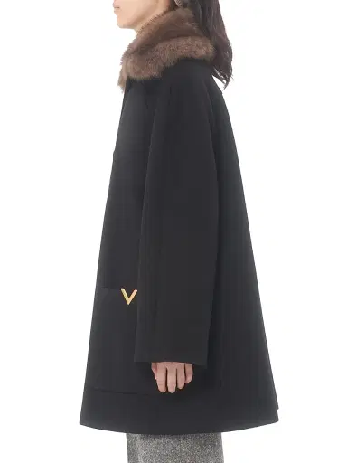 Valentino Garavani Women's Wool Drape Coat - Black - Size 4 | Thumbnail 4