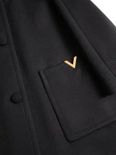 Valentino Garavani Women's Wool Drape Coat - Black - Size 4 | Thumbnail 7