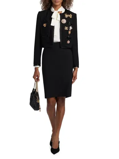Dolce & Gabbana Women's Embellished Virgin Wool-Blend Jacket - Nero | Thumbnail 2