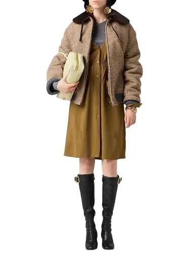 Miu Miu Women's Shetland Wool Blouson Jacket - Beige Multi | Thumbnail 6 Miu Miu Women's Shetland Wool Blouson Jacket - Beige Multi | Thumbnail 6