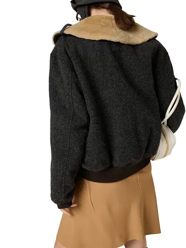 Miu Miu Women's Shetland Wool Blouson Jacket - Beige Multi | Thumbnail 9 Miu Miu Women's Shetland Wool Blouson Jacket - Beige Multi | Thumbnail 9
