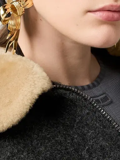 Miu Miu Women's Shetland Wool Blouson Jacket - Beige Multi | Thumbnail 10 Miu Miu Women's Shetland Wool Blouson Jacket - Beige Multi | Thumbnail 10