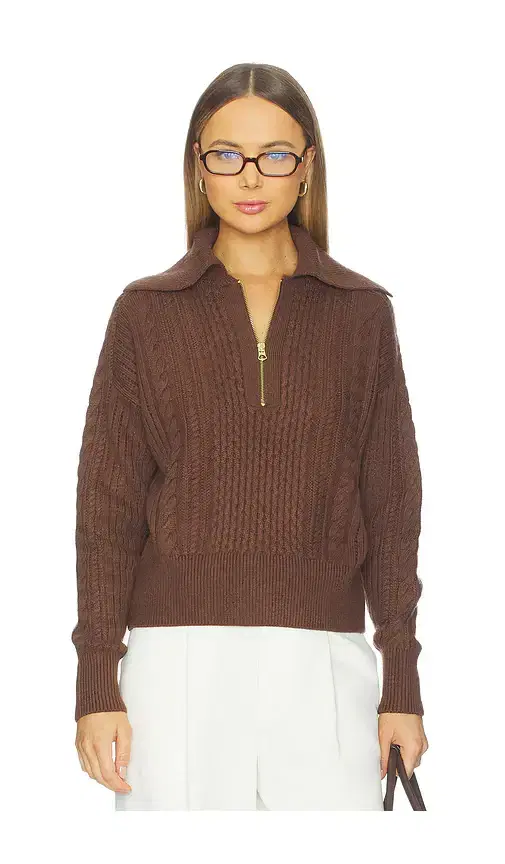 Camello Relaxed Cable Half Zip Sweater