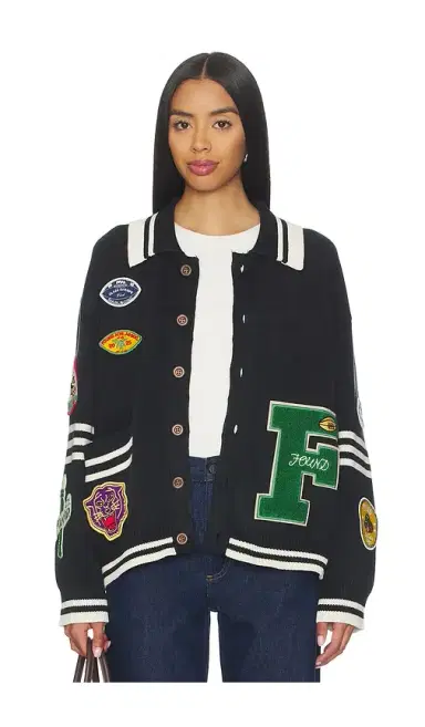 Found Varsity Patch Collared Cardigan | Thumbnail 1