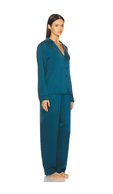 LUNYA Washable Silk Piped Long Sleeve Pant Set | Thumbnail 2