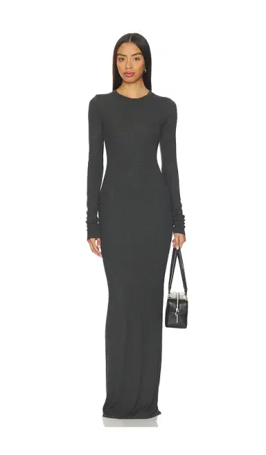 ÉTERNE Long Sleeve Crewneck Butter Rib Maxi Dress | Thumbnail 1