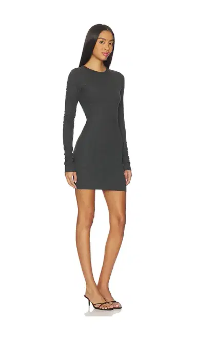 ÉTERNE Long Sleeve Crewneck Butter Rib Mini Dress | Thumbnail 2