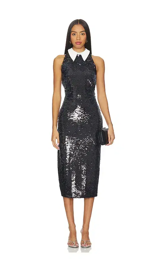 L'AGENCE Lilith Sequin Poplin Dress