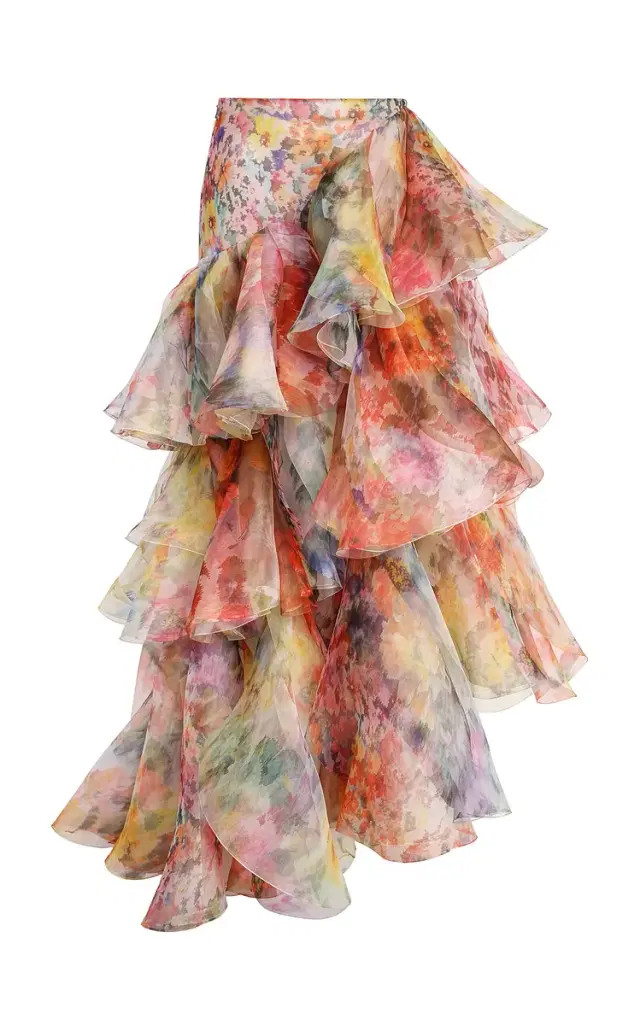 Luna Ruffled Floral Midi Skirt
