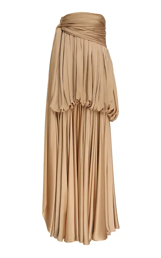 Alchemy Strapless Gathered Silk Gown