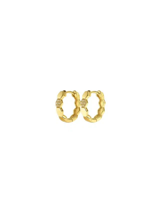 Wish Fine Jewelry 0.28ctc 14K Gold Hoop Earrings