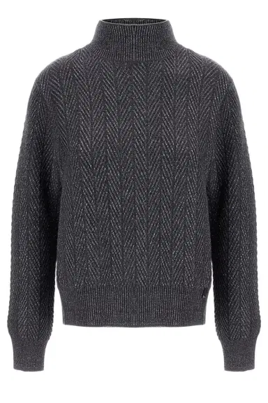 HERNO Wool Shiny Herringbone Turtleneck Sweater | Thumbnail 1 HERNO Wool Shiny Herringbone Turtleneck Sweater | Thumbnail 1