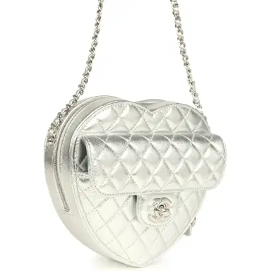 Chanel Chanel CC In Love Large Heart Bag with Chain Silver Metallic Lambskin Silver Hardware | Thumbnail 2